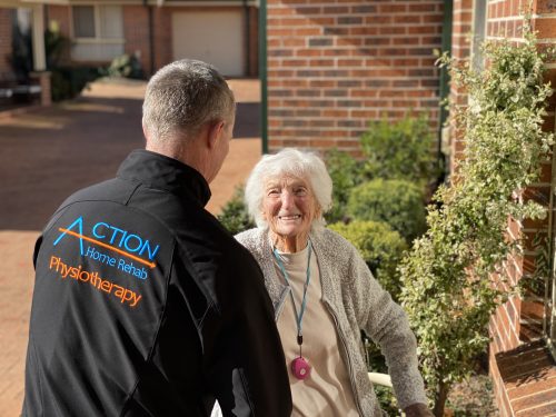 home visit physiotherapy for better mobility at home in older senior person aged care Action Home Rehab